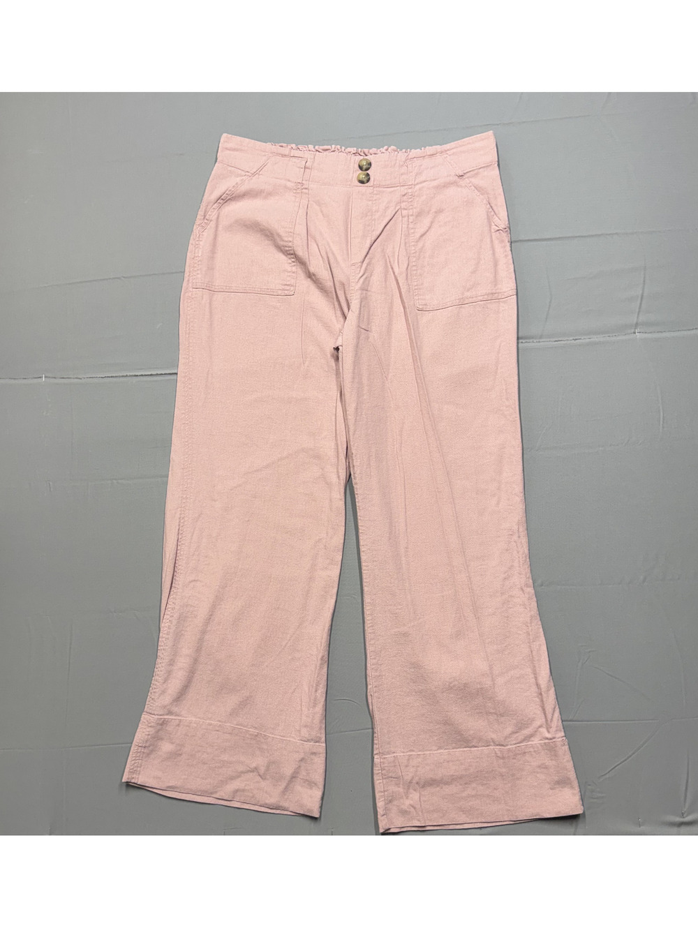 Mason & Belle Womens Wide Leg Linen Blend Pants Size XL Pink Coastal Casual